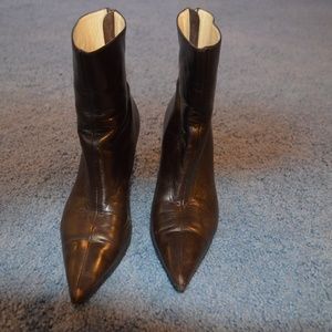 Jimmy Choo Brown Leather Heel Booties, Flawless